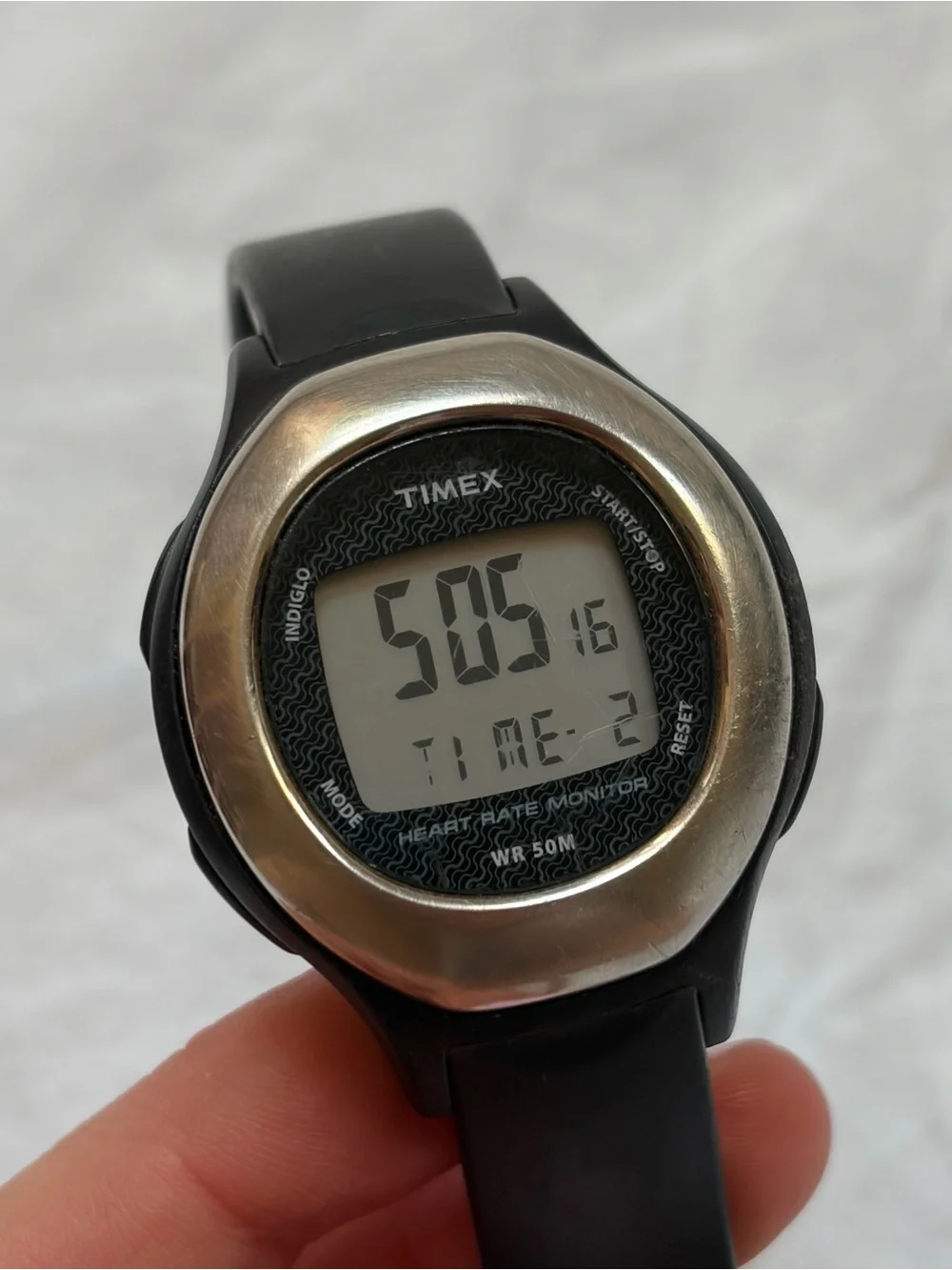 Timex T5K483 Indiglo Heart Rate Monitor Quartz Digital Unisex Watch New Battery